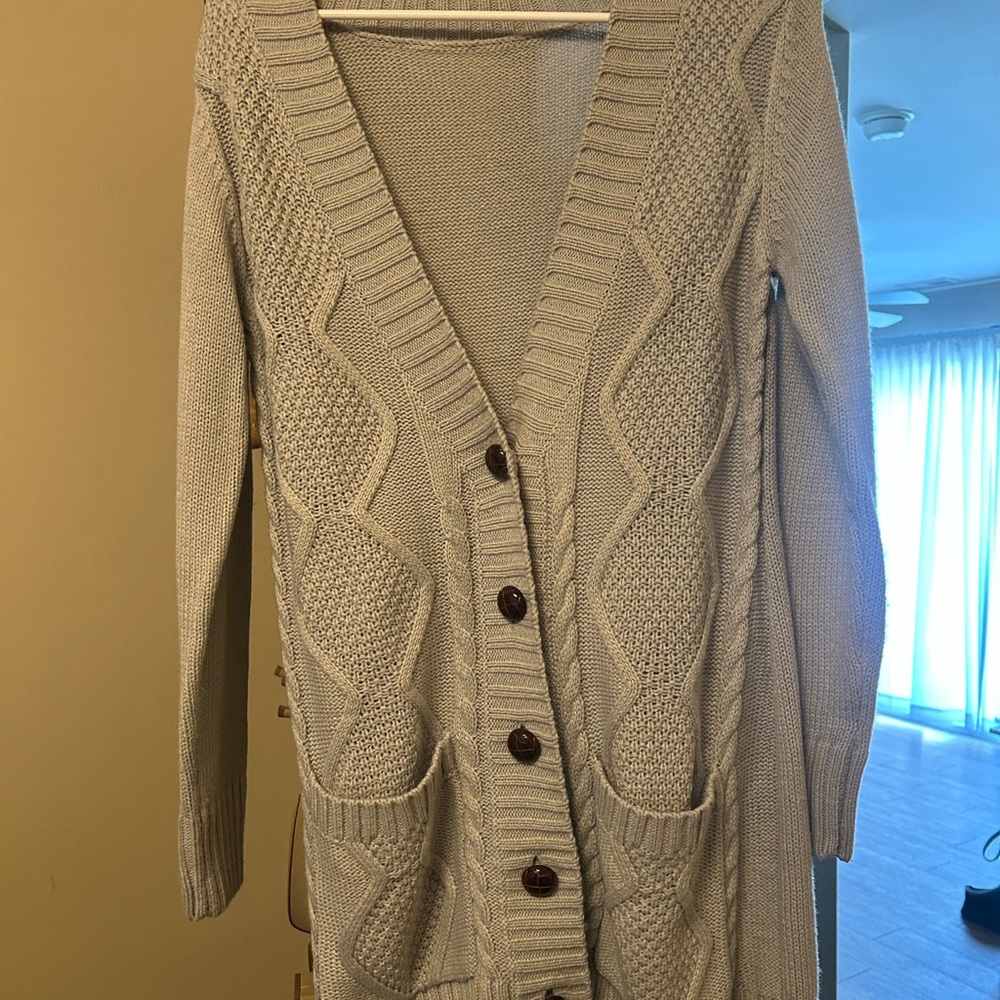 Amazon Cream Cable Knit Cardigan